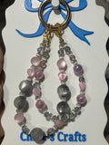 Grey and Pink Bag Charm