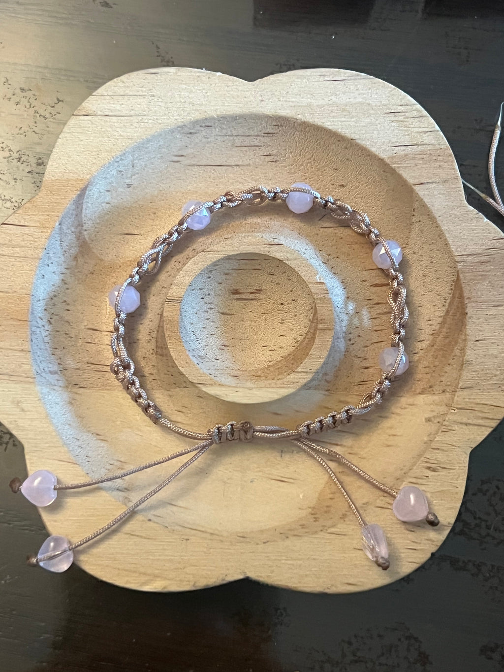 Pink and Beige Macrame Bracelet