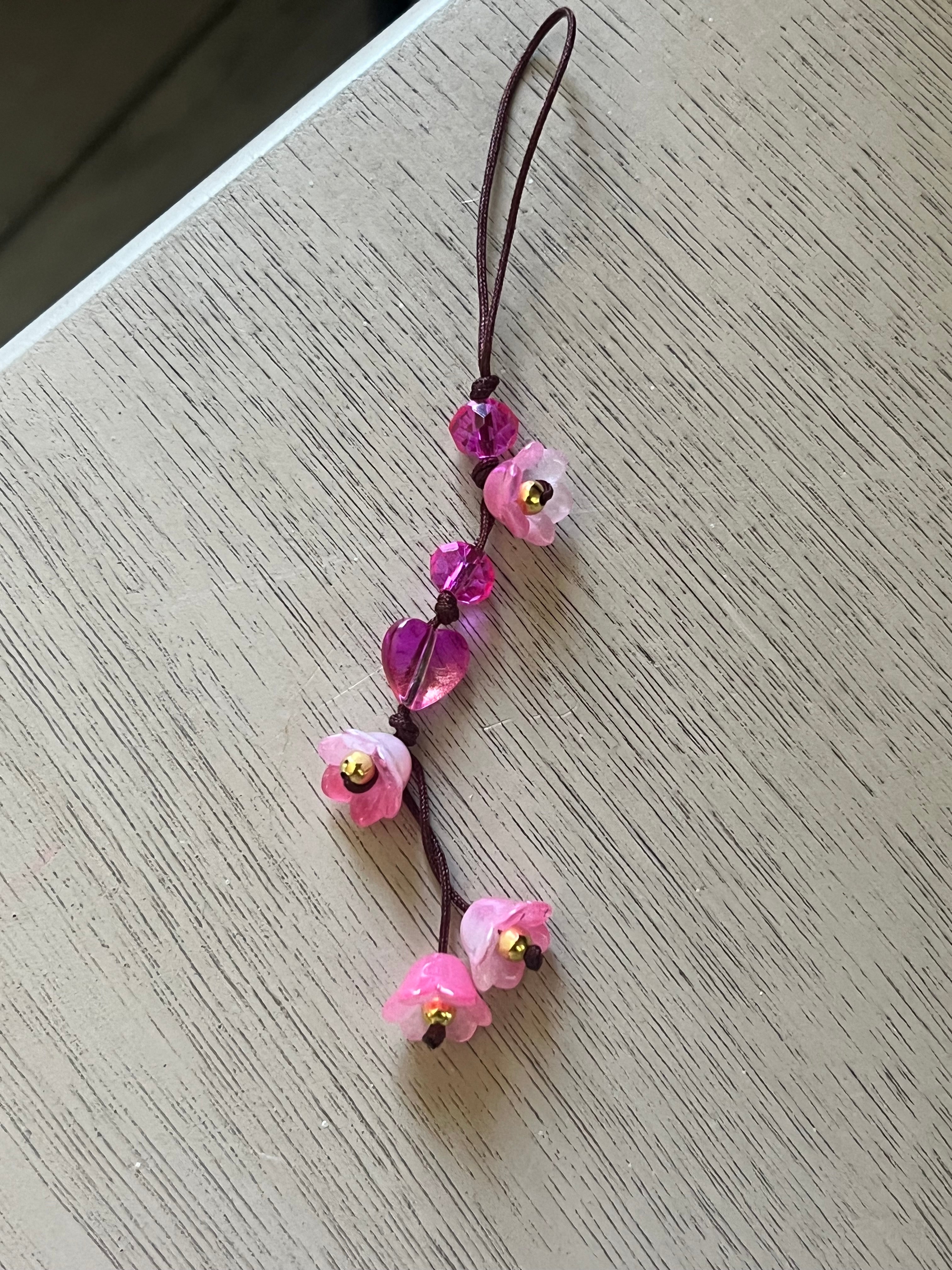 Brown and Hot Pink Phone Charm