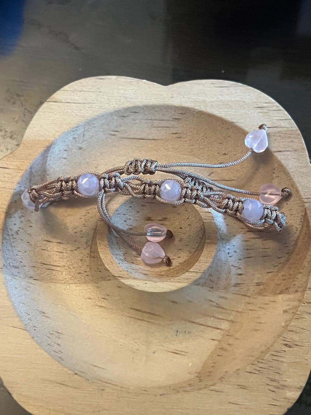 Pink and Beige Macrame Bracelet